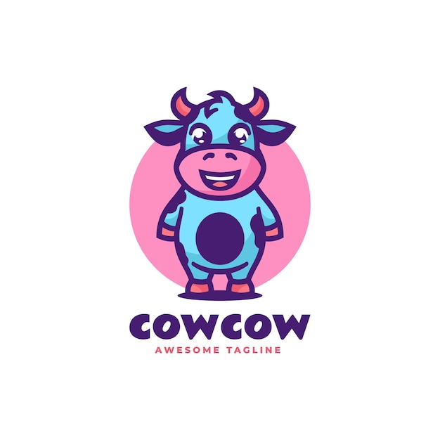 Ilustración Vector Logo Estilo Dibujos Animados Mascota Vaca