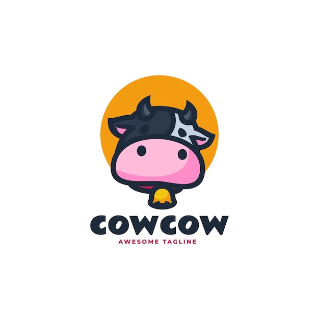 Ilustración Vector Logo Estilo Dibujos Animados Mascota Vaca
