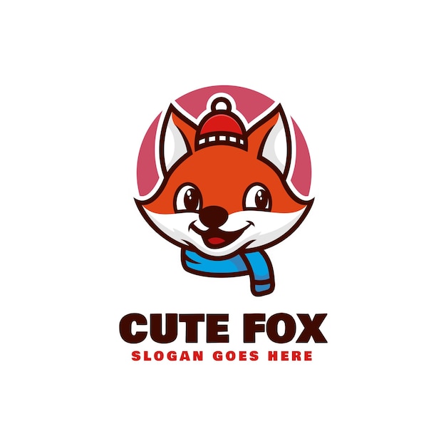 Ilustración Vector Logo Estilo Dibujos Animados Mascota Zorro Lindo