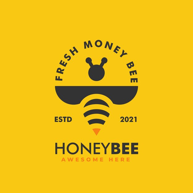 Ilustración Vector Logo Con Estilo Insignia Vintage Abeja Miel