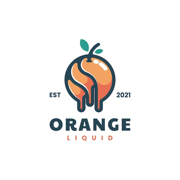 Ilustración Vector Logo Estilo Mascota Naranja Simple