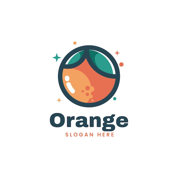 Ilustración Vector Logo Estilo Mascota Naranja Simple
