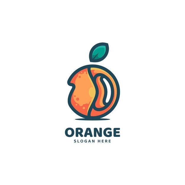 Ilustración Vector Logo Estilo Mascota Naranja Simple