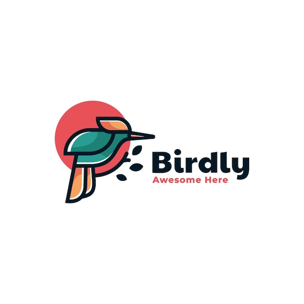 Ilustración Vector Logo Con Estilo Mascota Simple Pájaro