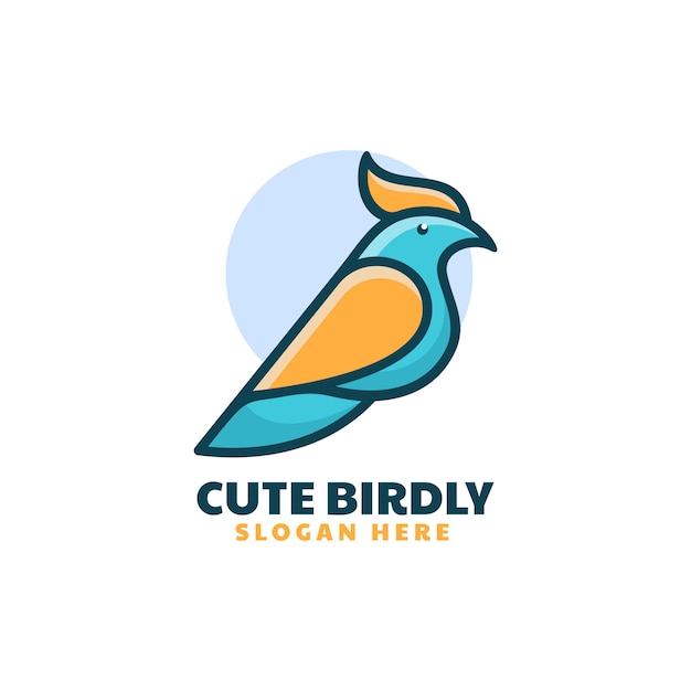 Ilustración Vector Logo Con Estilo Mascota Simple Pájaro