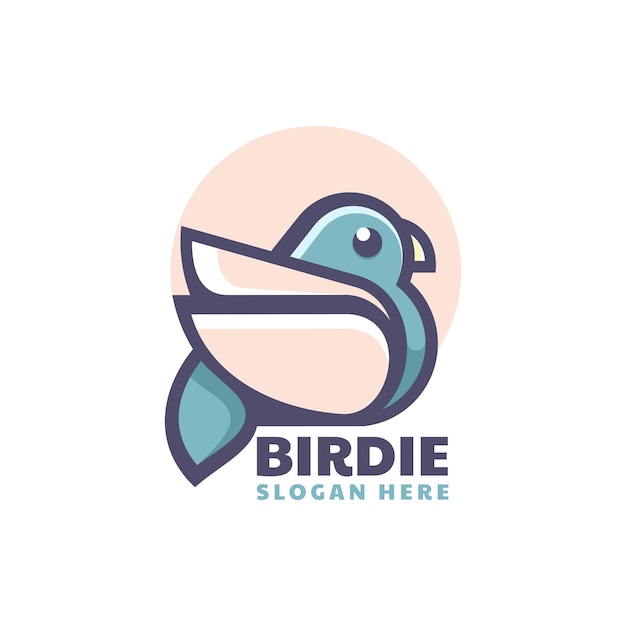 Ilustración Vector Logo Con Estilo Mascota Simple Pájaro