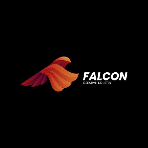 Ilustración vector logo falcon estilo colorido degradado