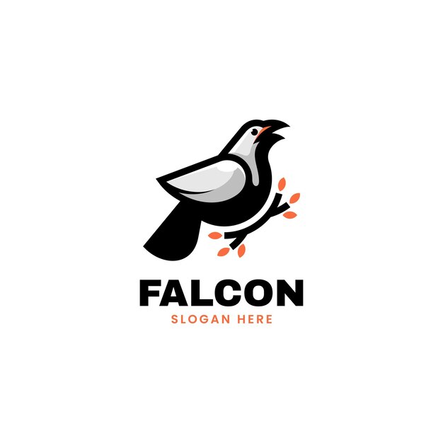 Ilustración Vector Logo Falcon Estilo Mascota Simple