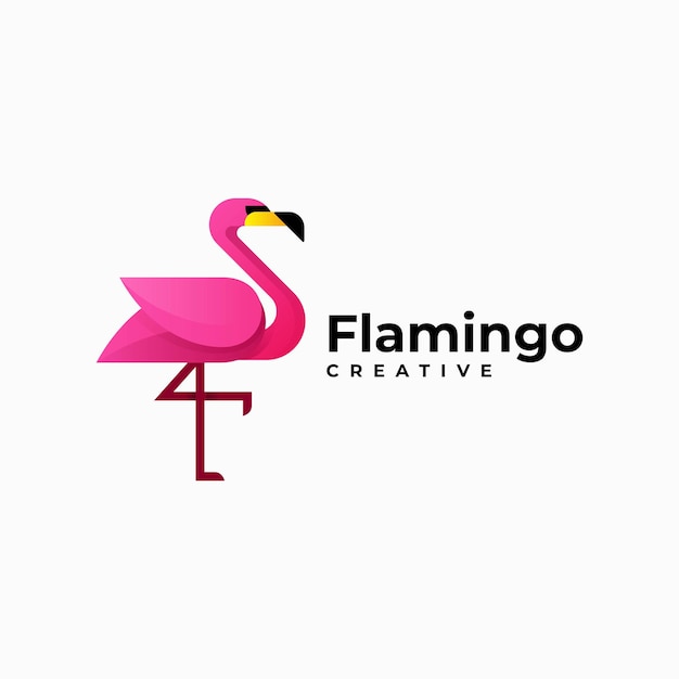 Ilustración vector logo flamingo estilo colorido degradado