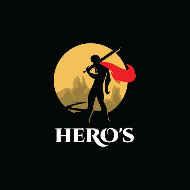 Ilustración Vector Logo Héroe Hombre Guerrero