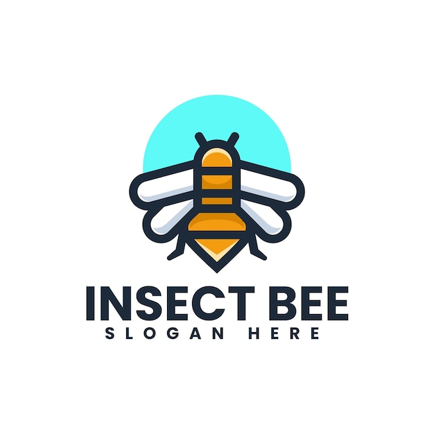 Ilustración Vector Logo Insecto Abeja Estilo Mascota Simple