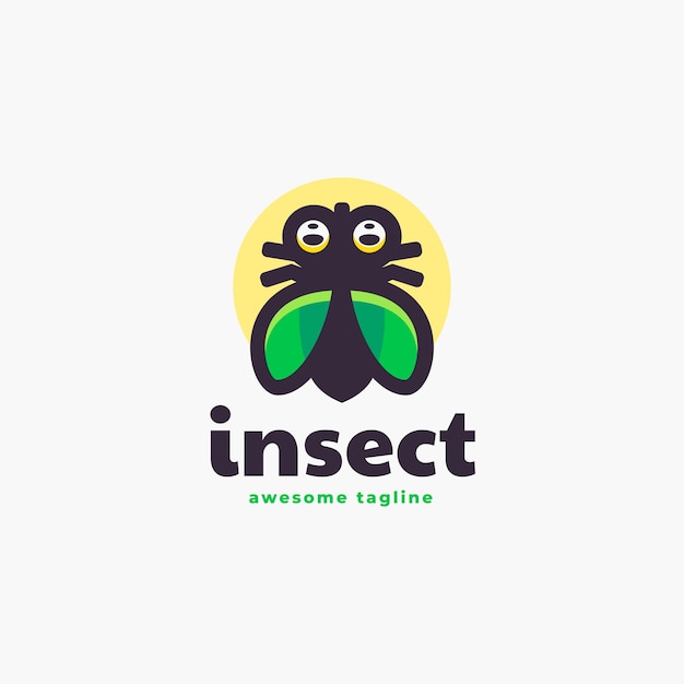 Ilustración Vector Logo Insecto Estilo Mascota Simple