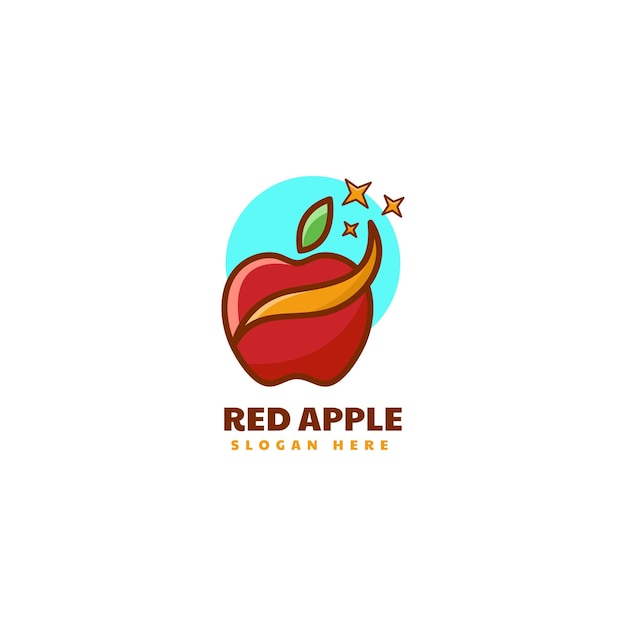 Ilustración vector logo manzana roja estilo mascota simple