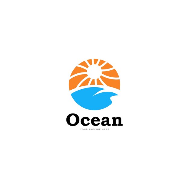 Ilustración Vector Logo Moderno Mar Atardecer