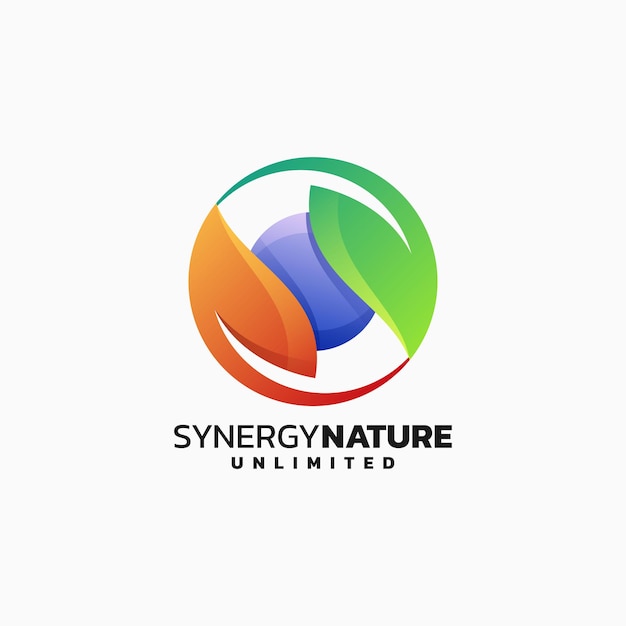 Ilustración Vector Logo Naturaleza Estilo Colorido Degradado