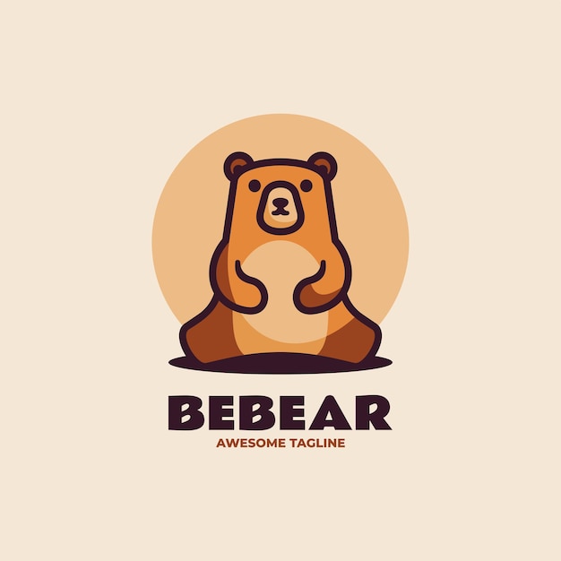 Ilustración Vector Logo Oso Estilo Mascota Simple