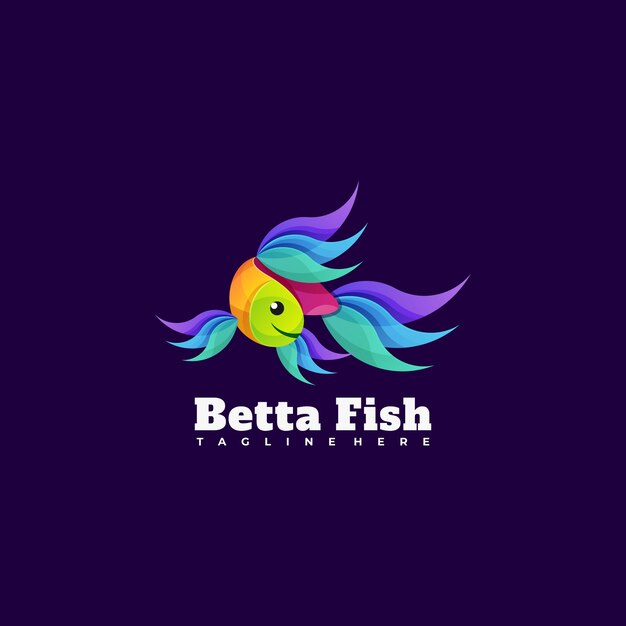 Ilustración vector logo peces beta estilo colorido degradado