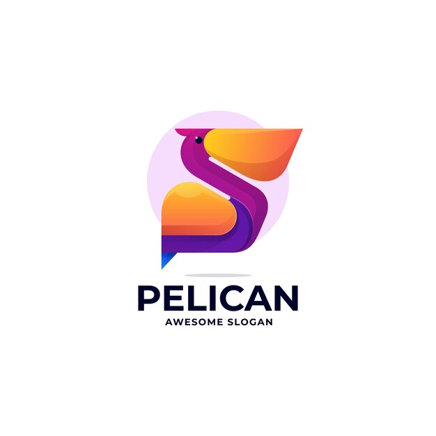 Ilustración vector logo pelican estilo colorido degradado