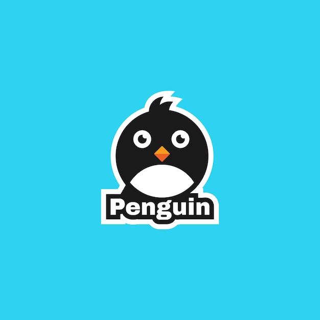 Ilustración vector logo pingüino estilo mascota simple