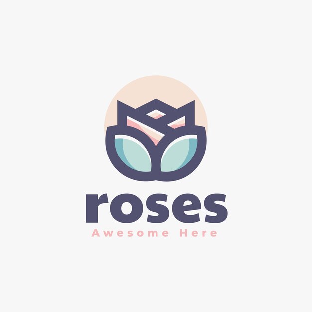 Ilustración vector logo rosas estilo mascota simple