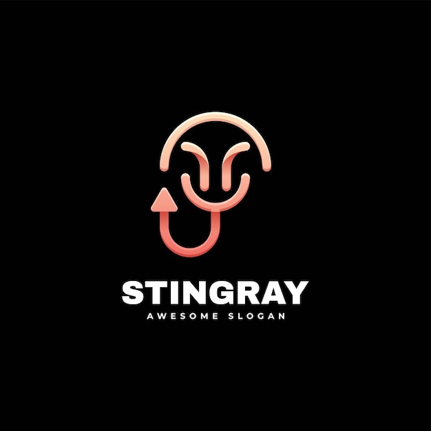 Ilustración Vector Logo Stingray Línea Arte Estilo Colorido Degradado