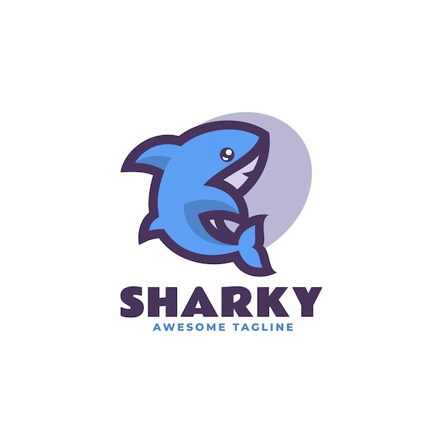 Ilustración Vector Logo Tiburón Estilo Mascota Simple