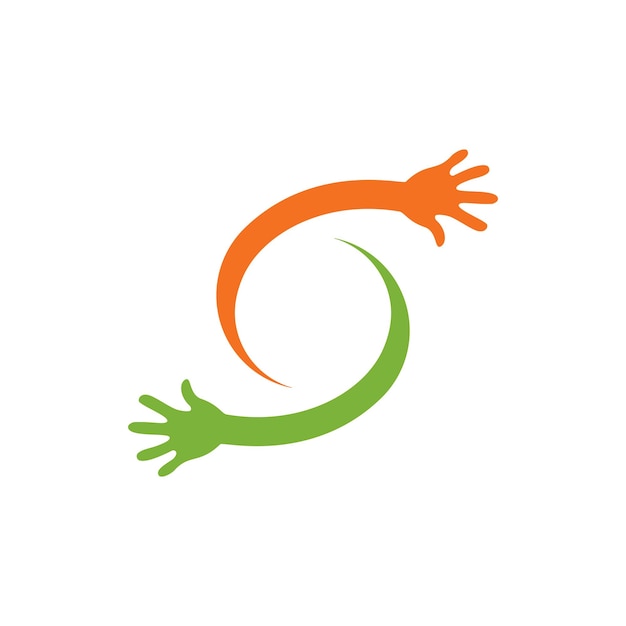 Ilustración de vector de logotipo de atención comunitaria de símbolo de mano