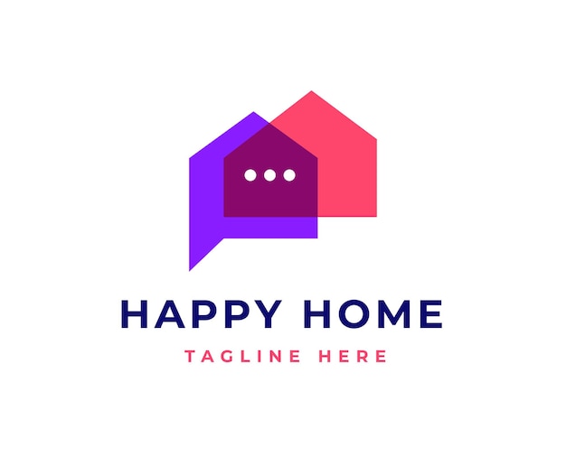 Ilustración de vector de logotipo de bienes raíces de casa creativa casa hablar