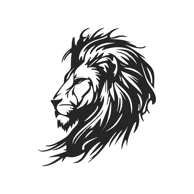 Ilustración de vector de logotipo de cabeza de león blanco y negro de alto contraste