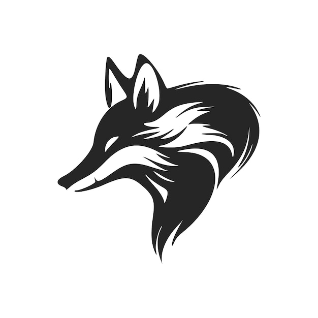 Ilustración de vector de logotipo de cabeza de zorro blanco y negro de alto contraste