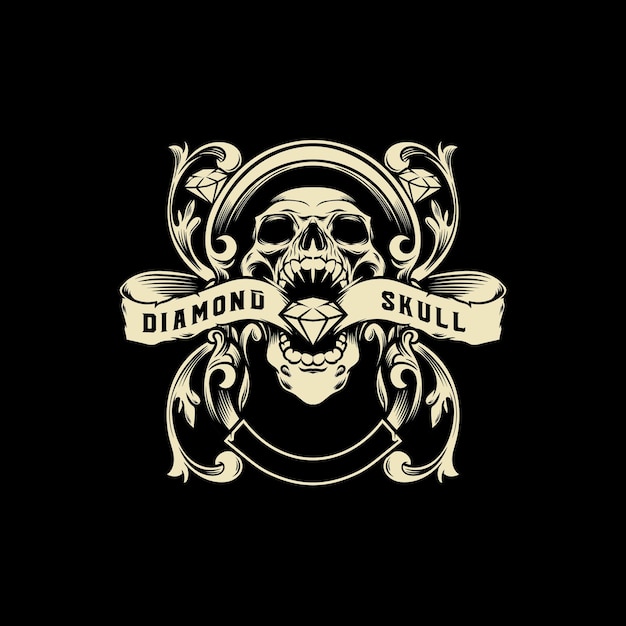 Ilustración de vector de logotipo de calavera de diamante