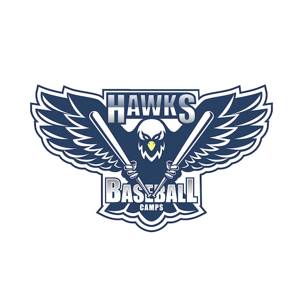 Ilustración de vector de logotipo de campamentos de béisbol de halcones