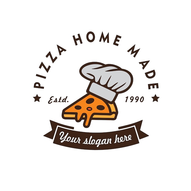 Ilustración de vector de logotipo de chef de pizza