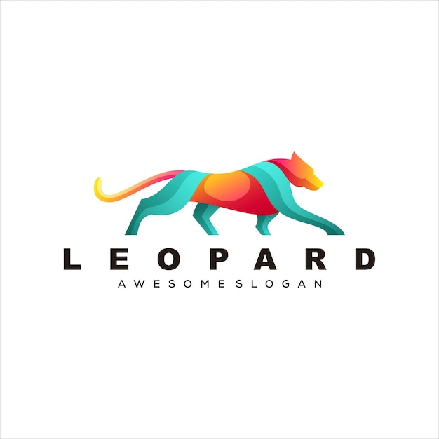 Ilustración de vector de logotipo colorido leopardo