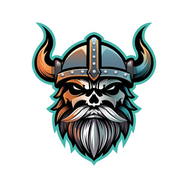 Ilustración de vector de logotipo de cráneo vikingo