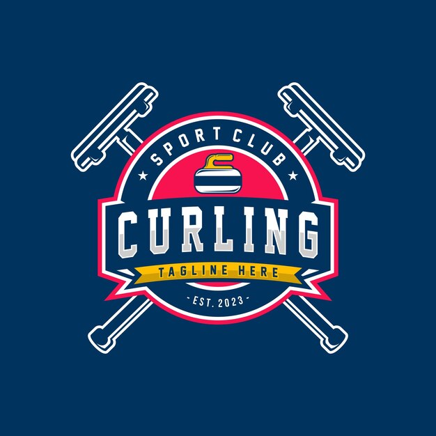 Ilustración de vector de logotipo de curling Logotipo para equipo deportivo de curling Deporte de curling con piedra