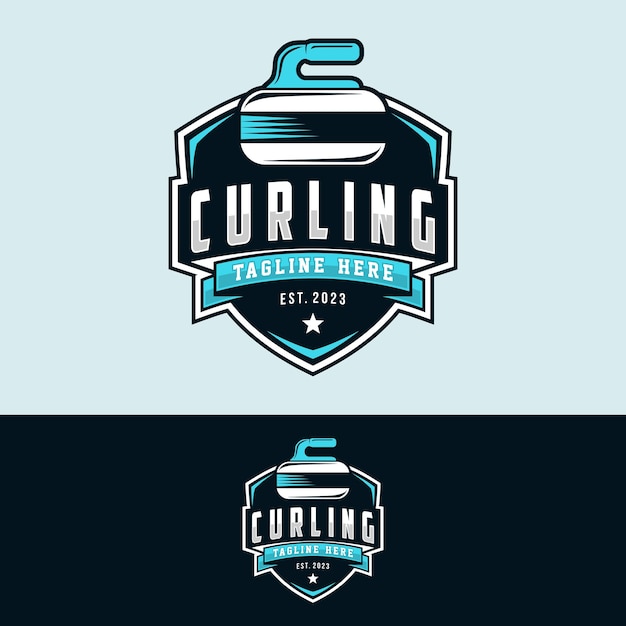 Ilustración de vector de logotipo de curling Logotipo para equipo deportivo de curling Deporte de curling con piedra