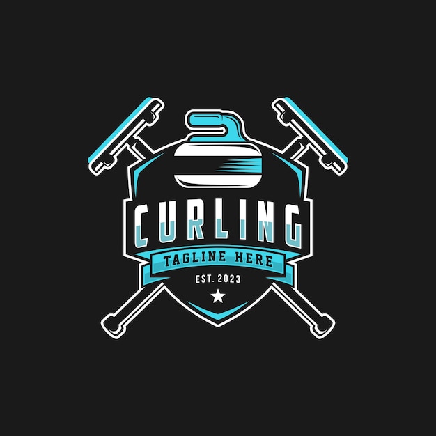 Ilustración de vector de logotipo de curling Logotipo para equipo deportivo de curling Deporte de curling con piedra