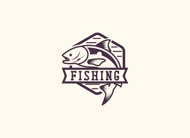 Ilustración de vector de logotipo de emblema de pesca