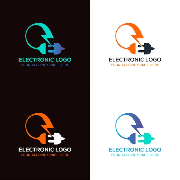 Ilustración de vector de logotipo de enchufe de energía electrónica
