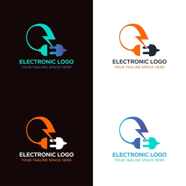 Vector ilustración de vector de logotipo de enchufe de energía electrónica