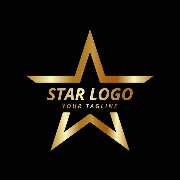 Ilustración de vector de logotipo de estrella de oro con fondo negro