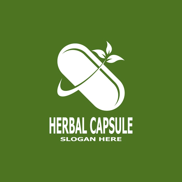 Ilustración de vector de logotipo de farmacia de cápsula de hierbas