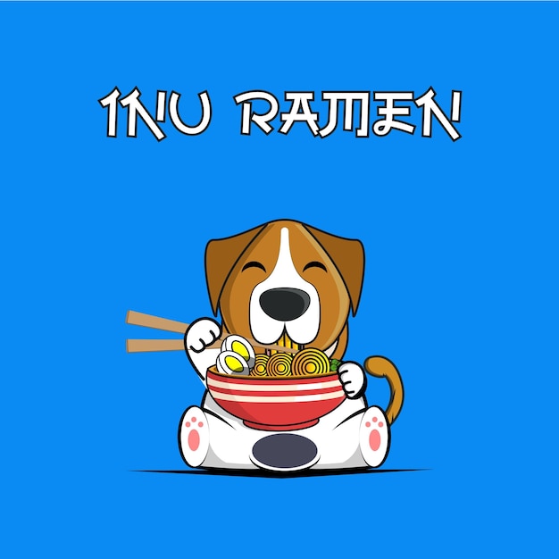 Vector ilustración de vector de logotipo de fideos ramen inu