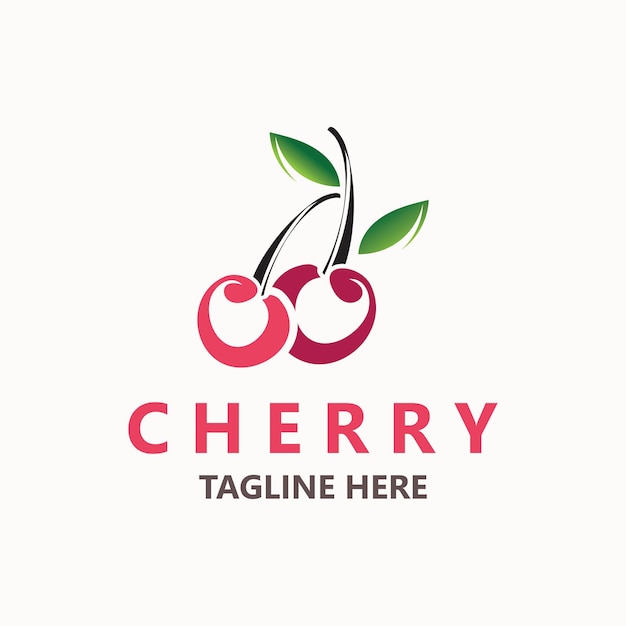 Ilustración de vector de logotipo de fruta de cereza roja Diseño de negocio de fruta fresca