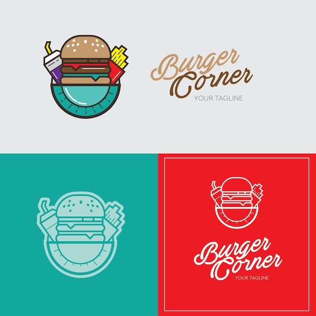 Vector ilustración de vector de logotipo de hamburguesa