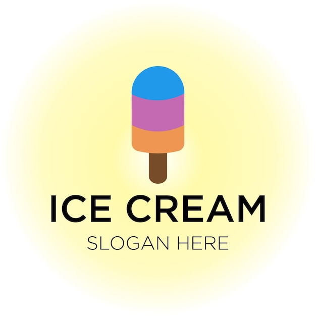 Ilustración de vector de logotipo de helado aislado sobre fondo blanco