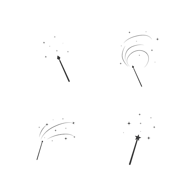 Ilustración de vector de logotipo de icono de asistente de palo de mago