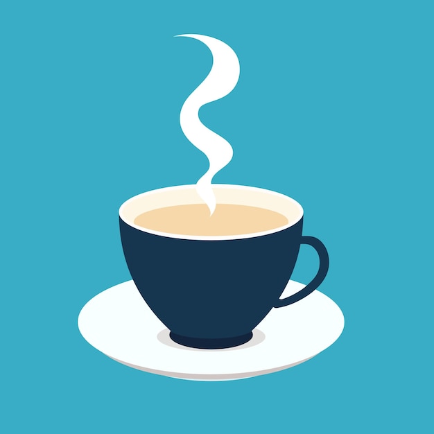 Ilustración de vector de logotipo de icono de café plano azul moderno
