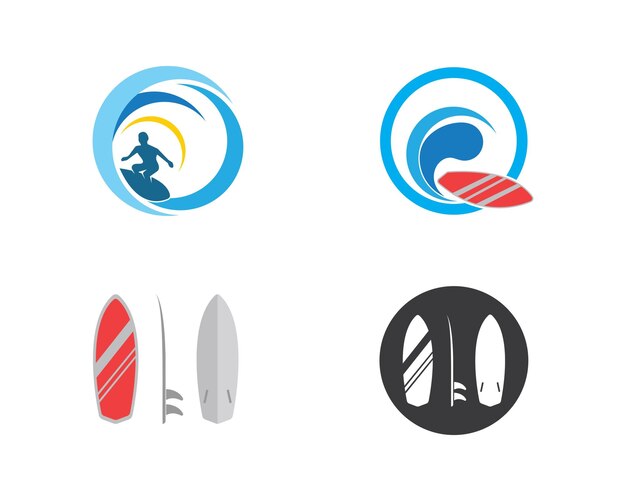 Ilustración de vector de logotipo de icono de surf
